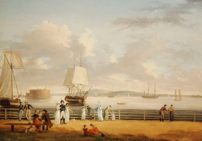 The Battery and Harbour, New York by Thomas Birch