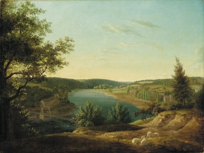View of the Chain Bridge and Falls of the Schuylkill, Five Miles from Philadelphia by Thomas Birch