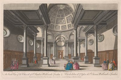 An Inside View of the Church of St. Stephen, Walbrooke, London by Thomas Bowles
