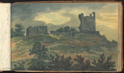 Album of Landscape and Figure Studies: Castle Ruins on a Hilltop by Thomas Bradshaw