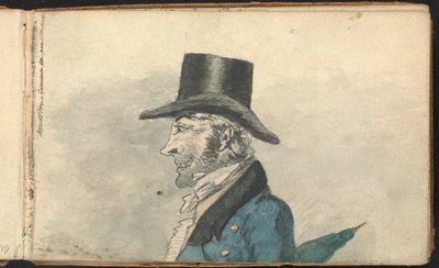 Album of Landscape and Figure Studies: Profile of a Man with an Umbrella by Thomas Bradshaw