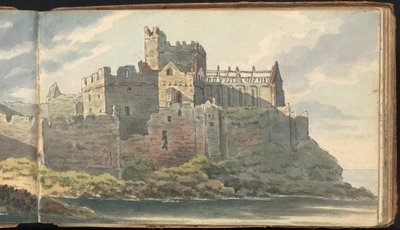 Album of Landscape and Figure Studies: Ruins of a Castle on a Rocky Coastline by Thomas Bradshaw