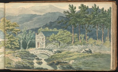 Album of Landscape and Figure Studies: Two Houses Along a Roadside in the Mountains by Thomas Bradshaw