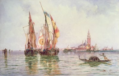 Fishing Boats near San Giorgio Maggiore, Venice by Thomas Bush Hardy