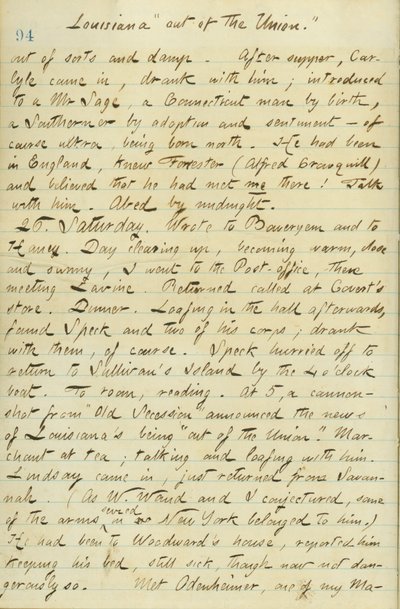 Thomas Butler Gunn Diaries - Volume 15, page 104, January 25, 1861 by Thomas Butler Gunn