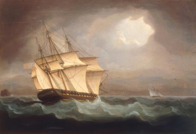 A British Frigate Chasing a French Cutter by Thomas Buttersworth
