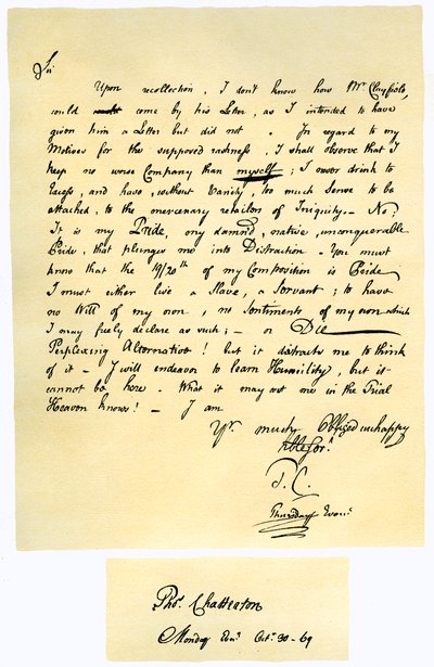 Letter from Thomas Chatterton to William Barrett by Thomas Chatterton