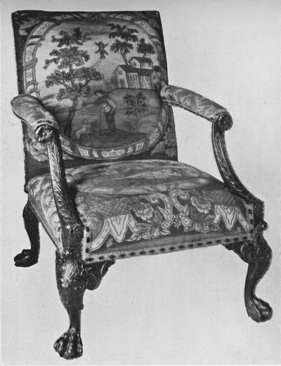Chippendale Mahogany Arm-Chair with Needlework Upholstery by Thomas Chippendale