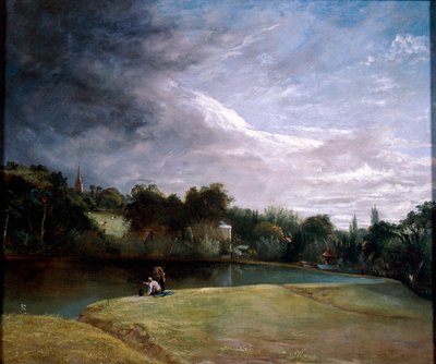 Boys Fishing in a Reservoir near Hampstead by Thomas Christopher Hofland