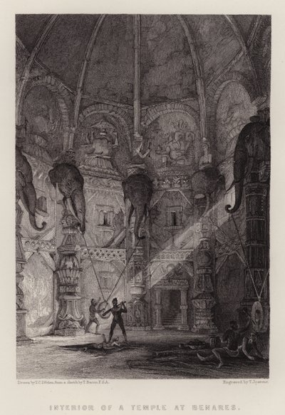 Interior of a Temple at Benares by Thomas Colman (after) Dibdin