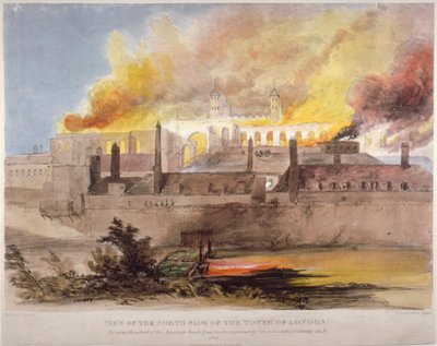 Fire at the Armoury in the Tower of London, 30 October 1841 by Thomas Colman Dibdin