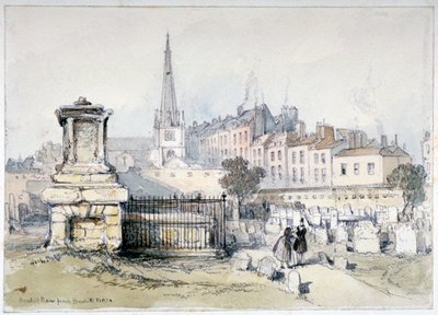View of Bunhill Row from Bunhill Fields, Finsbury, Islington, London, c1860 by Thomas Colman Dibdin