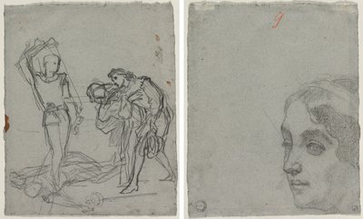 Duel after the Masked Ball (recto); Head of a Woman (verso) by Thomas Couture