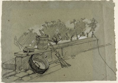 Objects on Wall, Study for Couture, The Bird-Catcher by Thomas Couture
