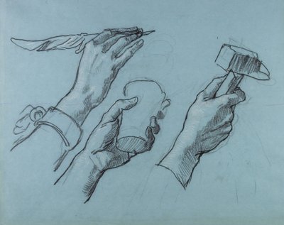 Three Studies of Hands, c. 1876 by Thomas Couture