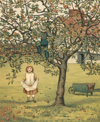Home Life: Children Picking Apples in the Orchard by Thomas Crane