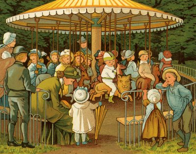 Merry go round or carousel in Paris, Champs Elysees by Thomas Crane