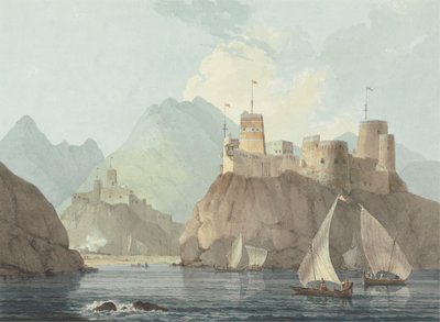 East View of the Forts Jellali and Merani, Muskat by Thomas Daniell