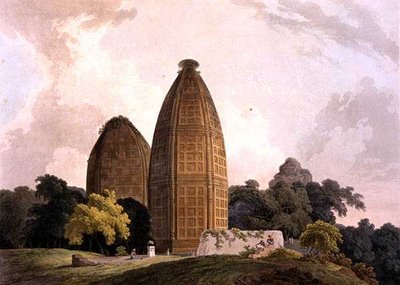 Hindoo Temples at Bindrapund, on the River Jumna, from 