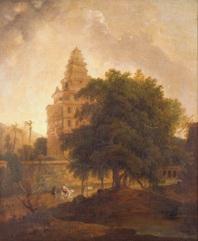 Travellers on a Path by the Kalyan Mahal, Gingee, Tamil Nadu by Thomas Daniell