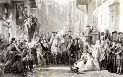Prince Charles Edward (1720-88) and the Highlanders Entering Edinburgh after the Battle of Preston, 21st September 1745 by Thomas Duncan