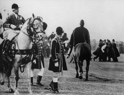 A suffragette attempts to attack the king as he arrives to open parliament, 1908 by Thomas E. and Horace Grant Grant