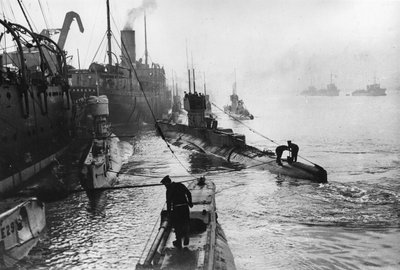 Submarines Leaving the Ship Depot at Harwich by Thomas E. and Horace Grant Grant