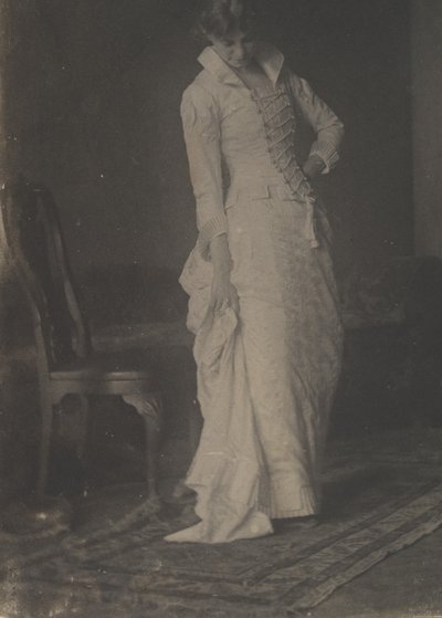 Woman in White Laced-bodice Dress in Studio of Thomas Eakins by Thomas Eakins