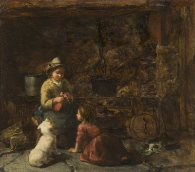 Cottage Interior with Two Children, c.1850 by Thomas Faed