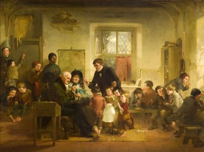 The Visit of the Patron and Patroness to the Village School by Thomas Faed
