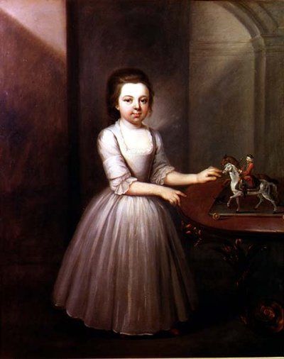 Portrait of a Young Girl Standing by a Georgian Table by Thomas Frye