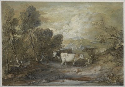 A Herdsman with Three Cows by an Upland Pool by Thomas Gainsborough