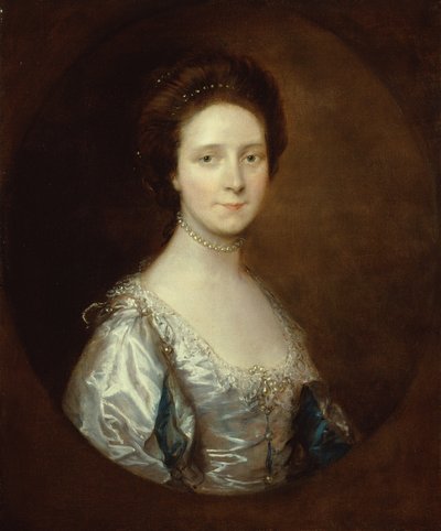 Elizabeth Parry Wearing a White Dress and Blue Slashed Sleeves by Thomas Gainsborough