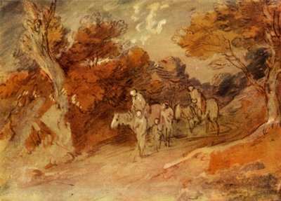 Figures and Horses in a Country Lane by Thomas Gainsborough