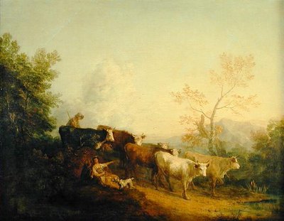 Herdsmen Driving Cattle towards a Post by Thomas Gainsborough