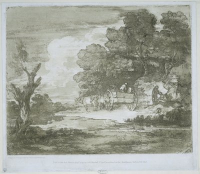 Landscape with a Wagon Pulled by Horses along a Waterside and Forest Edge by Thomas Gainsborough