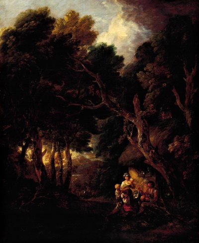 Pipe-smoking farmer outside doorway of his cabin by Thomas Gainsborough