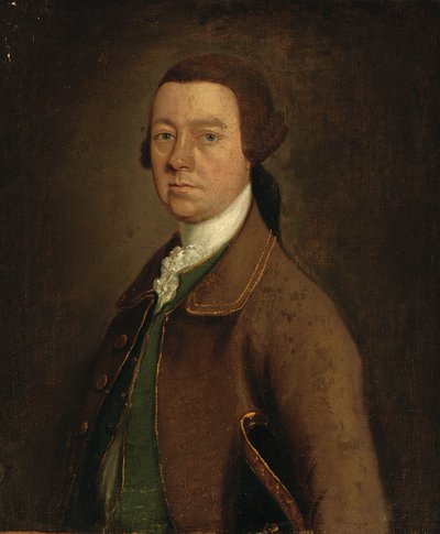 Portrait of Sir Francis Skipwith, Half-Length, in a Brown Coat and Green Waistcoat with a Hat Under His Left Arm by Thomas Gainsborough
