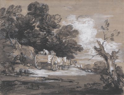 Wooded Landscape with Country Cart and Figures by Thomas Gainsborough