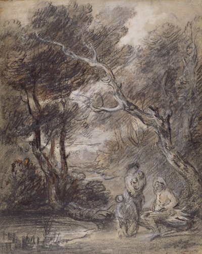 Wooded Landscape with Figures by Thomas Gainsborough