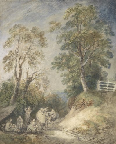 Wooded Landscape with Gypsy Encampment (c.1760-65) by Thomas Gainsborough