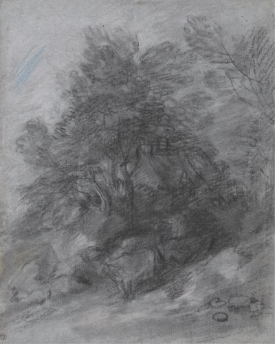Wooded Landscape with Herdsman, Cows and Cottage by Thomas Gainsborough