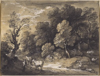 Wooded Landscape with Herdsman and Cattle, c.1775-80 by Thomas Gainsborough