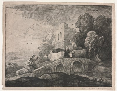 Wooded Landscape with Herdsmen Driving Cattle, 1779-1780 by Thomas Gainsborough