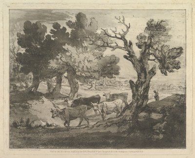 Wooded Landscape with Herdsmen and Cows, August 1, 1797 by Thomas Gainsborough