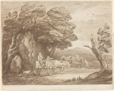 Wooded Landscape with Two Country Carts and Figures by Thomas Gainsborough
