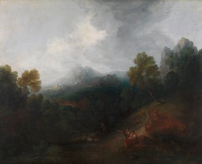 Mountain Valley with Figures and Distant Village by Thomas Gainsborough RA