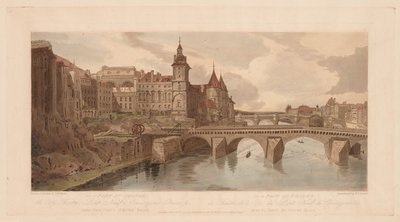 A Selection of Twenty of the Most Picturesque Views in Paris: View of Pont au Change, the City Theatre, Pont Neuf, Conciergerie Prison, &c taken from Pont Notre Dame by Thomas Girtin