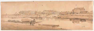 A Selection of Twenty of the Most Picturesque Views in Paris: View of the Palace and Village of Choisi on the Banks of the Seine by Thomas Girtin