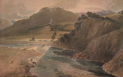 The stepping stones on the Wharfe, above Bolton Abbey, Yorkshire by Thomas Girtin
